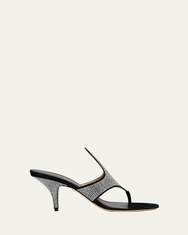 Lyrai Crystal Suede Thong Sandals