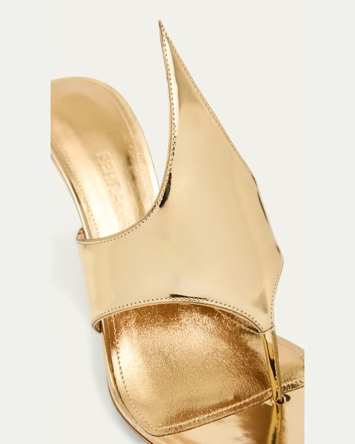 Lyrai Metallic Leather Thong Sandals - Image 5
