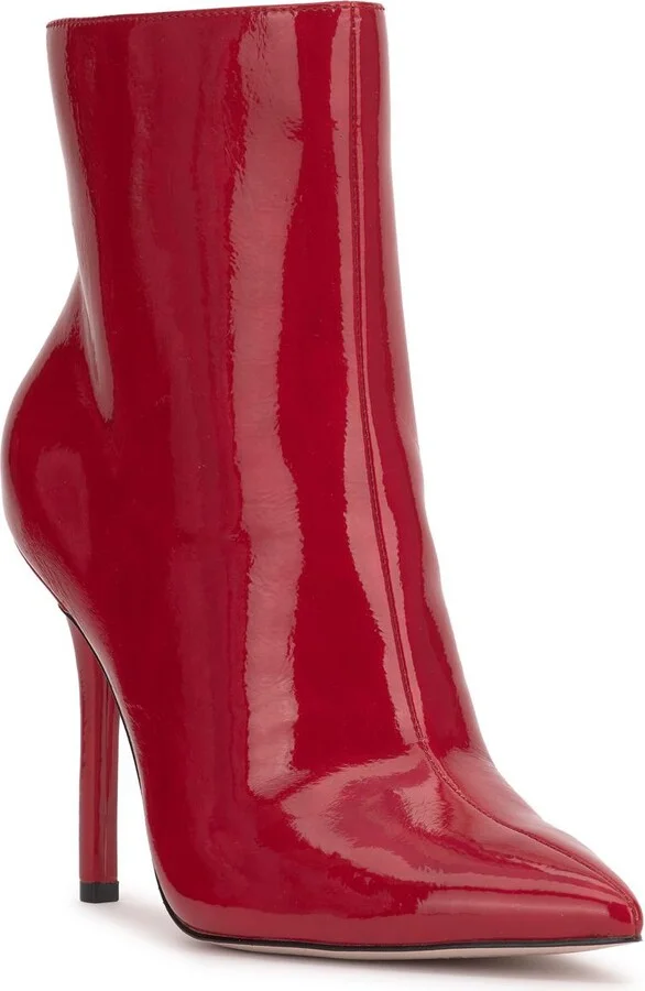 Lyren Womens Patent Pointed Toe Ankle Boots