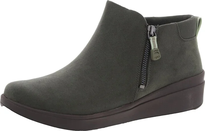 Lyrical Womens Zipper Faux Suede Wedge Boots