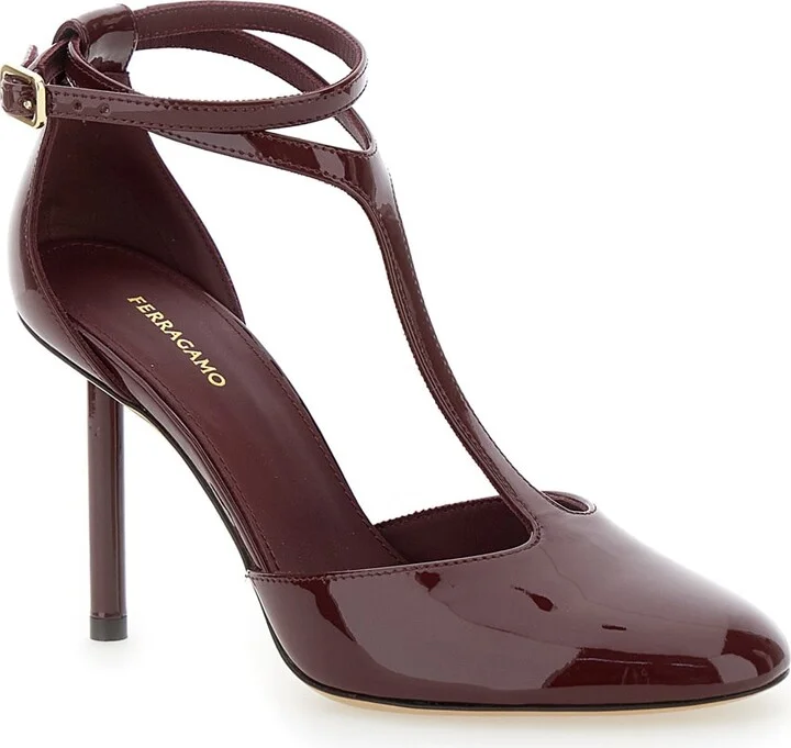 'lysandra' Bordeaux Pumps With Logo Lettering On The Sole In Leather Woman