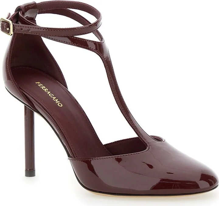 'Lysandra' Bordeaux Pumps With Logo Lettering On The Sole In Leather Woman