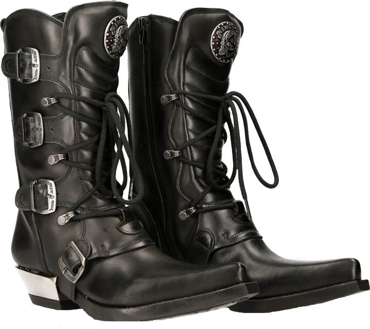 M-7993-s1 Western Cowboy Boots Leather Buckle