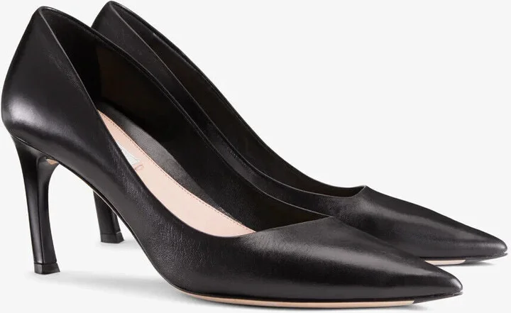 M. M.LaFleur Ginger Pump Women's 6 Black Leather Pointed Toe Stiletto Heel ZPO272 (Black,6)