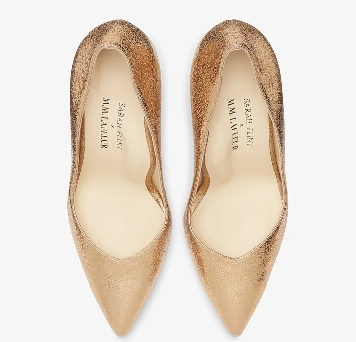 M.M.LaFleur x Sarah Flint Perfect Pump 85 - Gold Crackle - Image 3