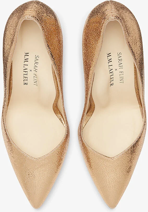 M.M.LaFleur x Sarah Flint Perfect Pump 85 - Gold Crackle - Image 11