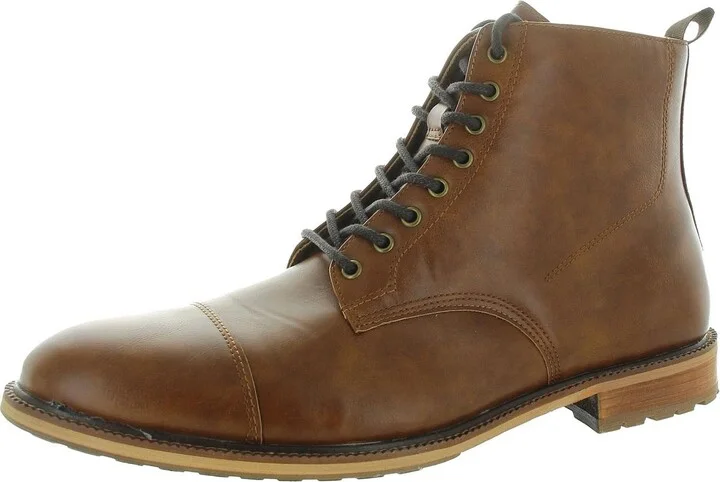 M-RIKKEN Mens Toe Cap Faux Leather Chukka Boots