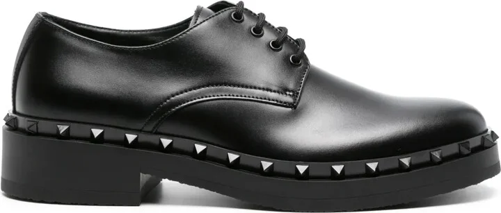 M-Way Rockstud leather derby shoes