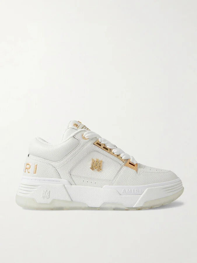 MA-1 Embellished Metallic Full-Grain Leather Sneakers