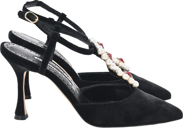 Mabala 90 Embellished Pumps in Black Velvet