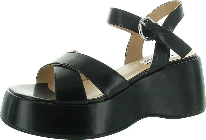Mabel Womens Adjustable Faux Leather Platform Sandals