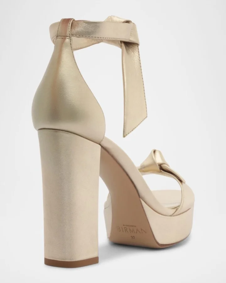Mabeleh Metallic Leather Platform Sandals - Image 2