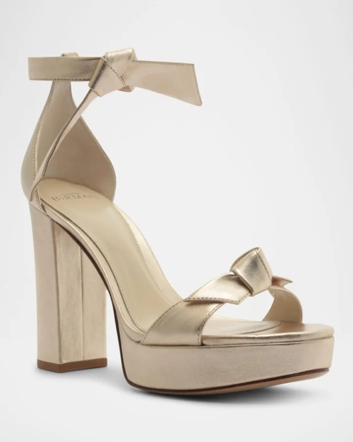 Mabeleh Metallic Leather Platform Sandals - Image 3