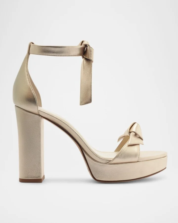 Mabeleh Metallic Leather Platform Sandals