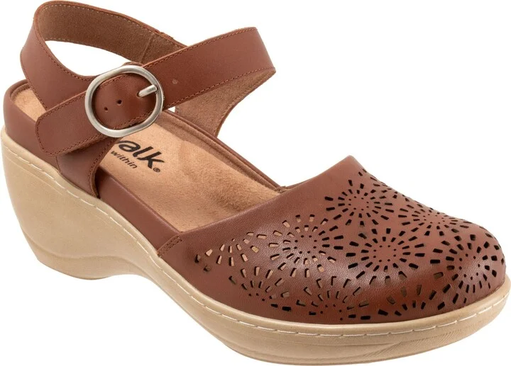 Mabelle Perf Ankle Strap Platform Wedge Clog