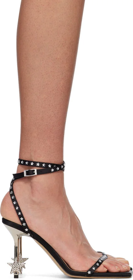 MACH & MACH Black Amelie Star Heeled Sandals