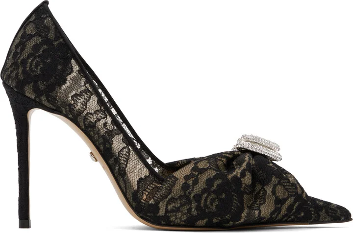 MACH & MACH Black & Beige Double Heart 110 Heels