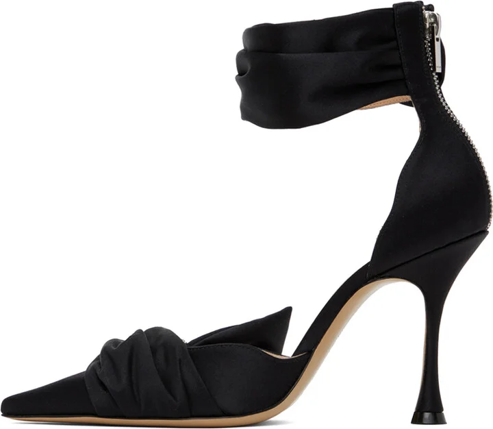 MACH & MACH Black Crystal Heart 100 Heels - Image 3