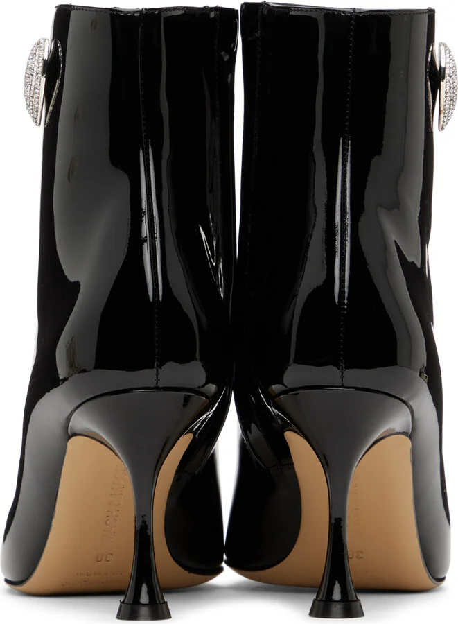 MACH & MACH Black Crystal Heart Boots - Image 2
