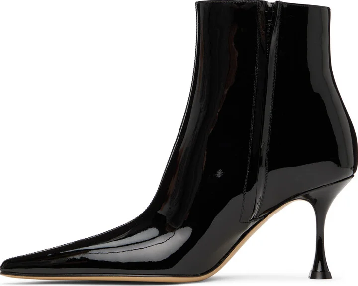 MACH & MACH Black Crystal Heart Boots - Image 3