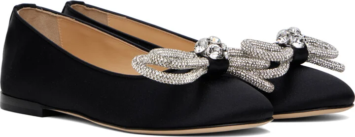 MACH & MACH Black Double Bow 10 Ballerina Flats - Image 4