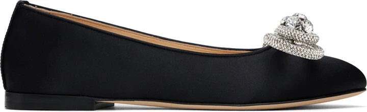 MACH & MACH Black Double Bow 10 Ballerina Flats