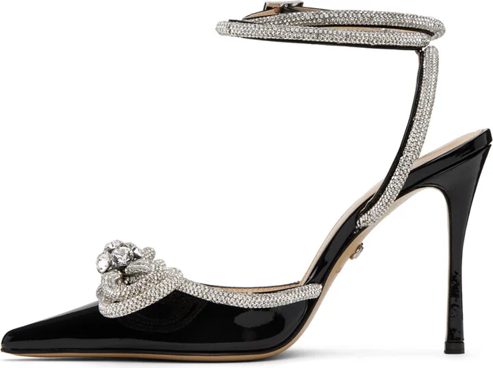 MACH & MACH Black Double Bow 110 Heels - Image 3