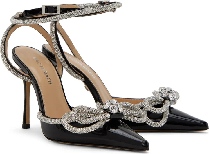 MACH & MACH Black Double Bow 110 Heels - Image 4