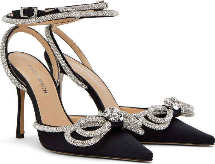 MACH & MACH Black Double Bow 110 Heels - Image 4