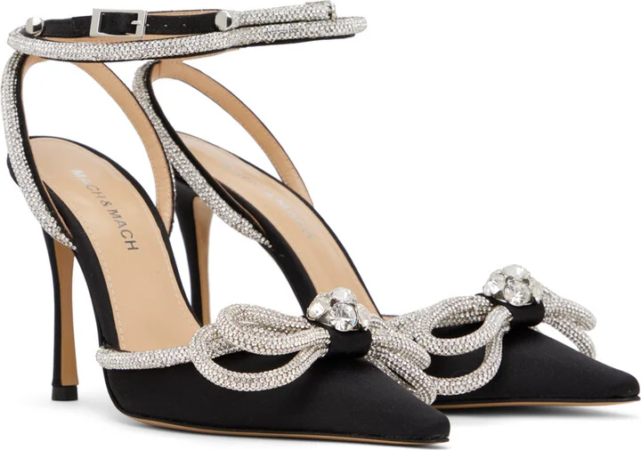 MACH & MACH Black Double Bow 110 Heels - Image 4