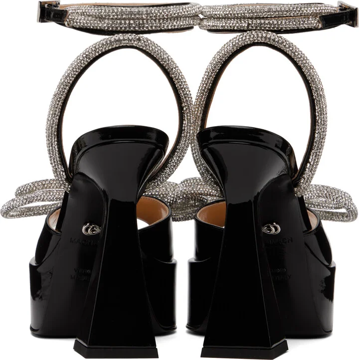 MACH & MACH Black Double Bow 140 Heeled Sandals - Image 2