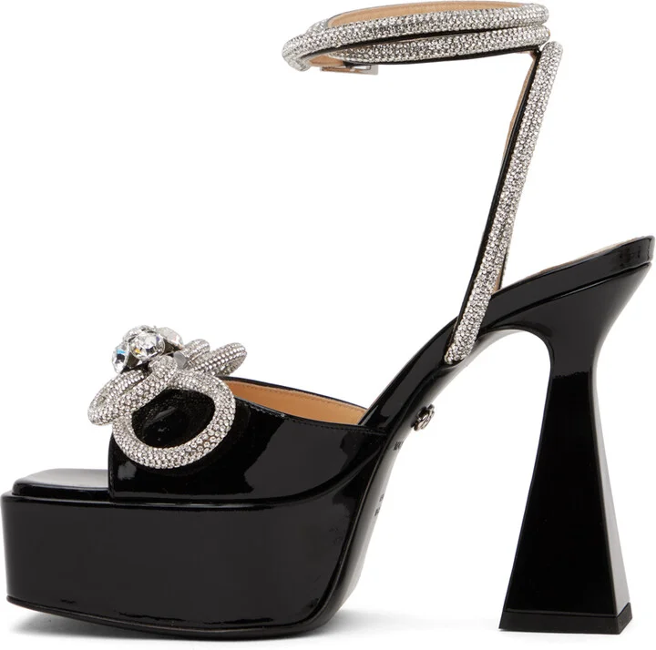 MACH & MACH Black Double Bow 140 Heeled Sandals - Image 3