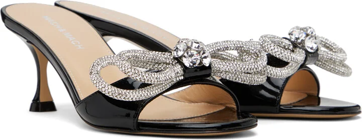 MACH & MACH Black Double Bow 65 Heeled Sandals - Image 4