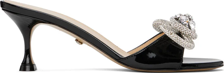 MACH & MACH Black Double Bow 65 Heeled Sandals