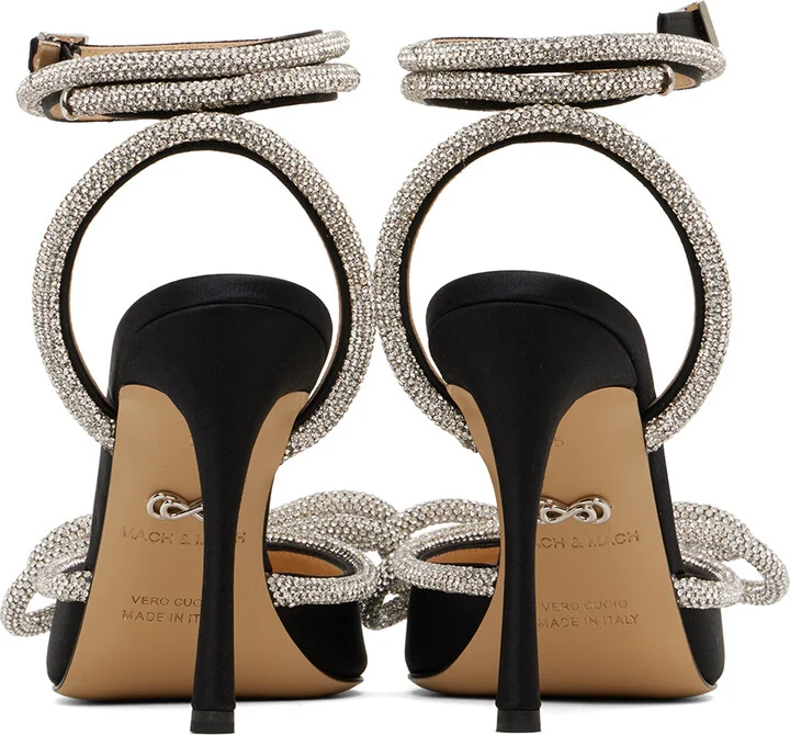 MACH & MACH Black Double Bow High Heels - Image 2