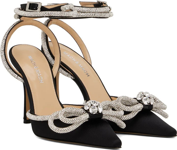 MACH & MACH Black Double Bow High Heels - Image 4