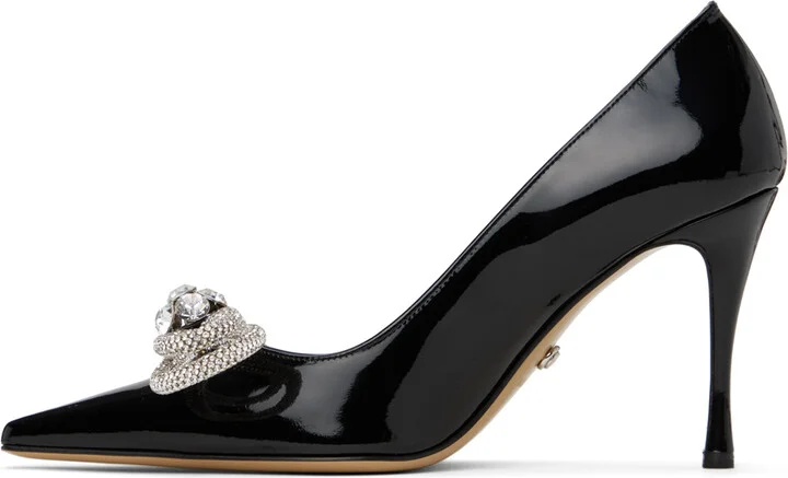 MACH & MACH Black Double Bow Patent Leather 95 Heels - Image 3