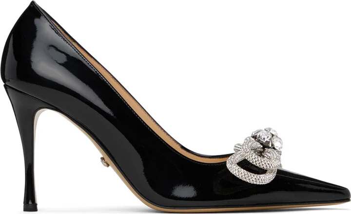 MACH & MACH Black Double Bow Patent Leather 95 Heels