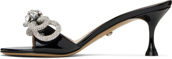 MACH & MACH Black Double Bow Patent Mules - Image 3