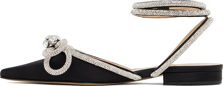 MACH & MACH Black Double Bow Slippers - Image 3