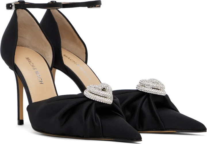 MACH & MACH Black Double Heart 110 Heels - Image 4