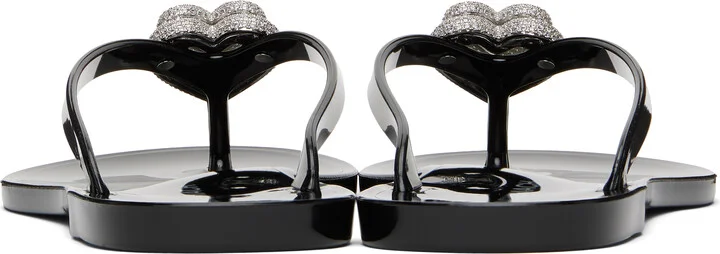 MACH & MACH Black Double Heart Flip-Flops - Image 2