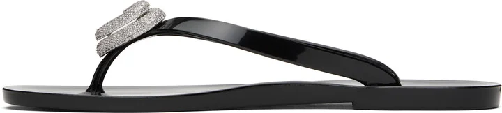 MACH & MACH Black Double Heart Flip-Flops - Image 3