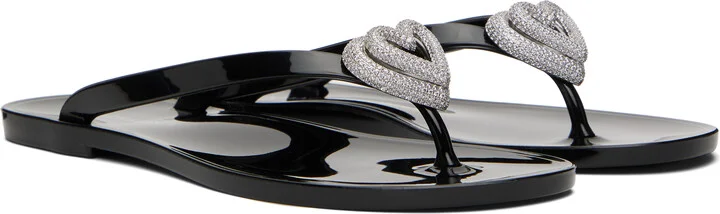 MACH & MACH Black Double Heart Flip-Flops - Image 4