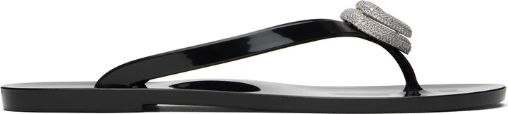 MACH & MACH Black Double Heart Flip-Flops