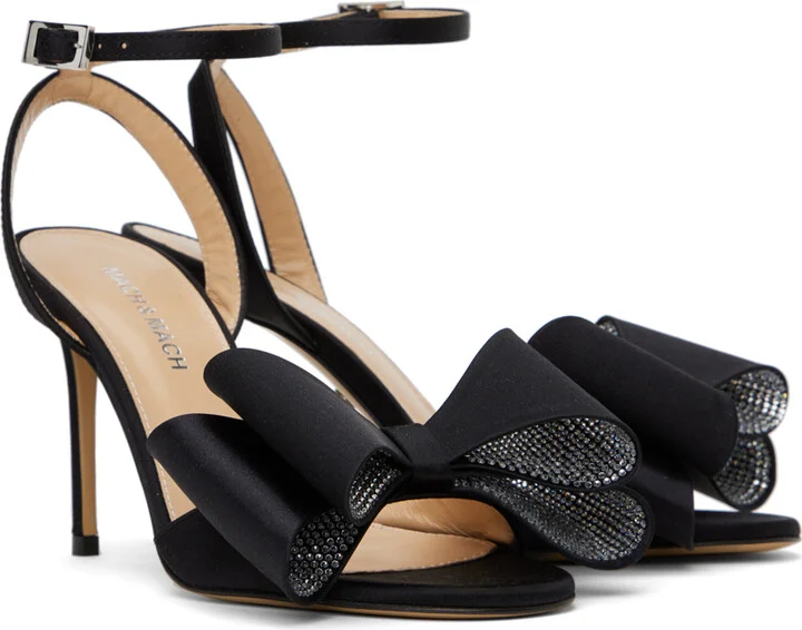 MACH & MACH Black 'Le Cadeau' 95 Heeled Sandals - Image 4