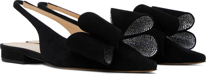 MACH & MACH Black 'Le Cadeau' Slingback Slippers - Image 4