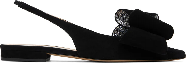 MACH & MACH Black 'Le Cadeau' Slingback Slippers