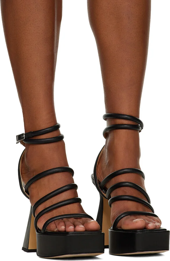 MACH & MACH Black Platform 140 Heeled Sandals - Image 4