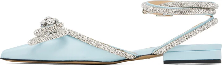 MACH & MACH Blue Double Bow Ballerina Flats - Image 3